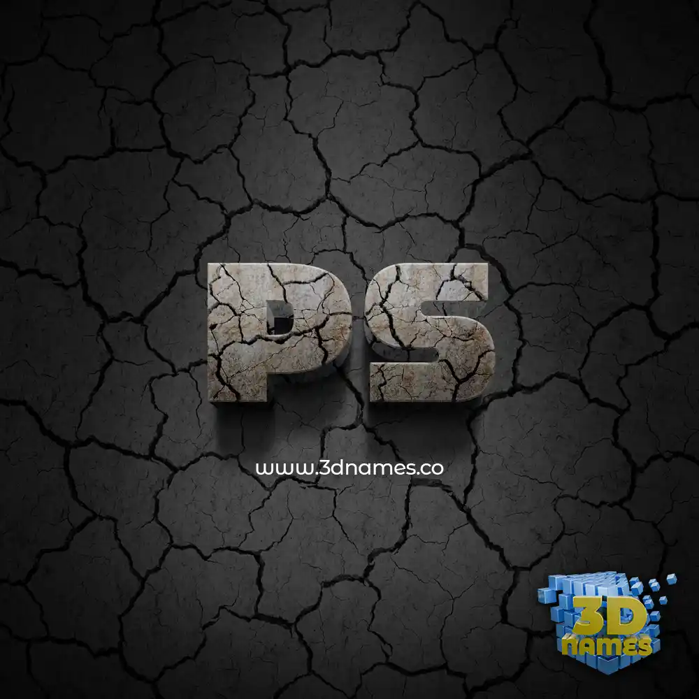 ps in Cracked Stone style - 3D name wallpaper