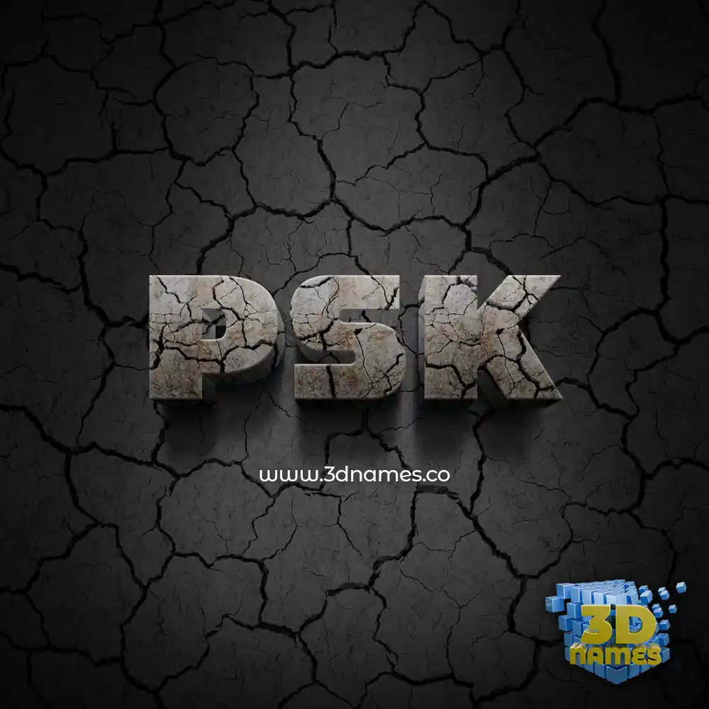 psk in Cracked Stone style - 3D name wallpaper