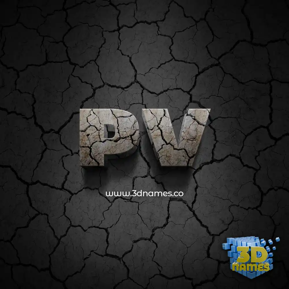 pv in Cracked Stone style - 3D name wallpaper
