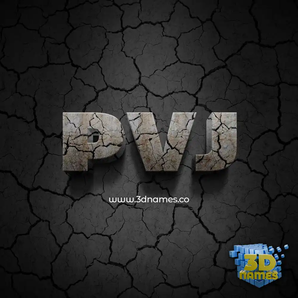 pvj in Cracked Stone style - 3D name wallpaper
