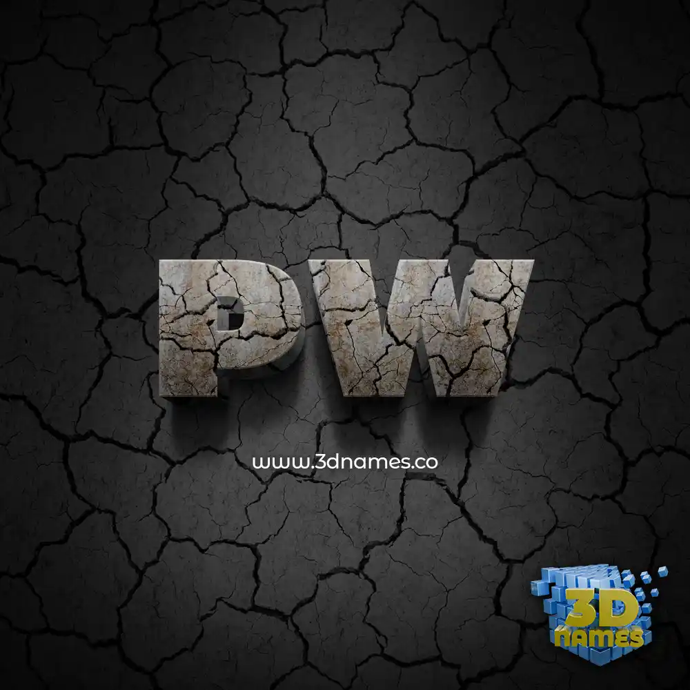 pw in Cracked Stone style - 3D name wallpaper