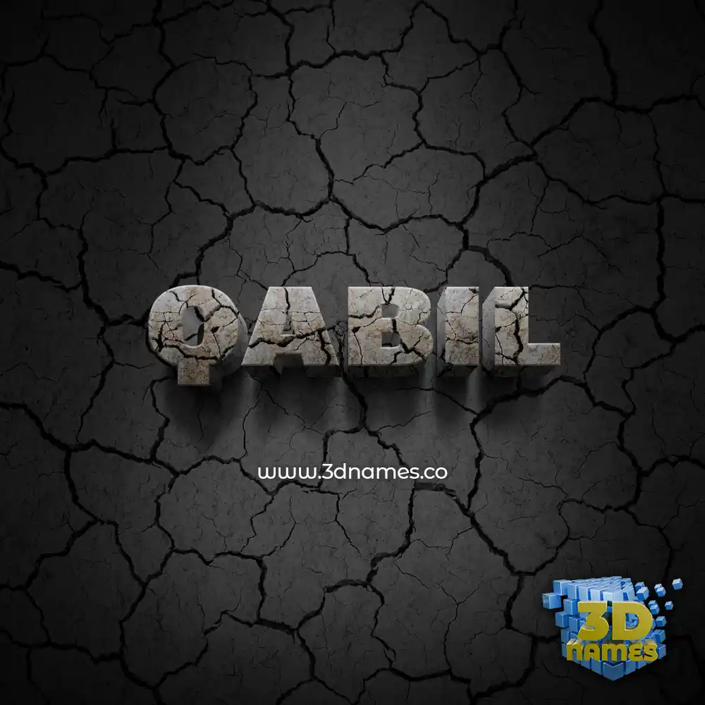 qabil in Cracked Stone style - 3D name wallpaper