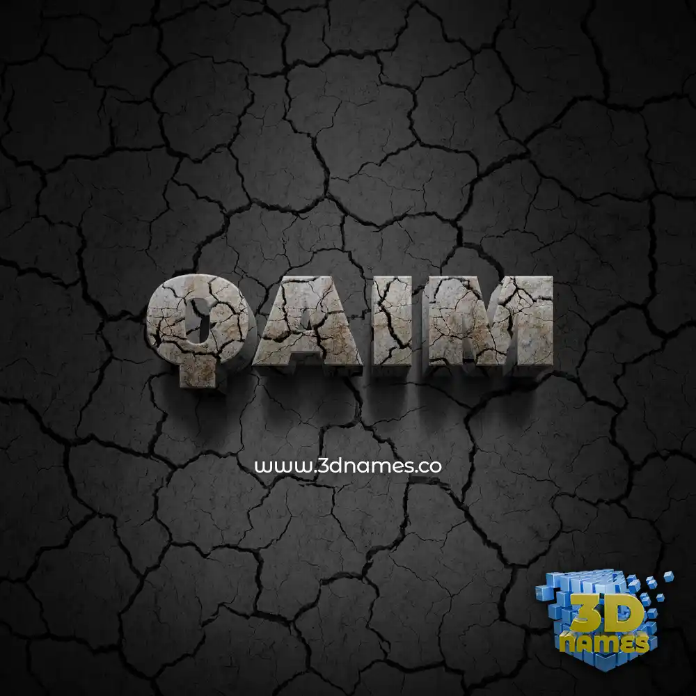 qaim in Cracked Stone style - 3D name wallpaper