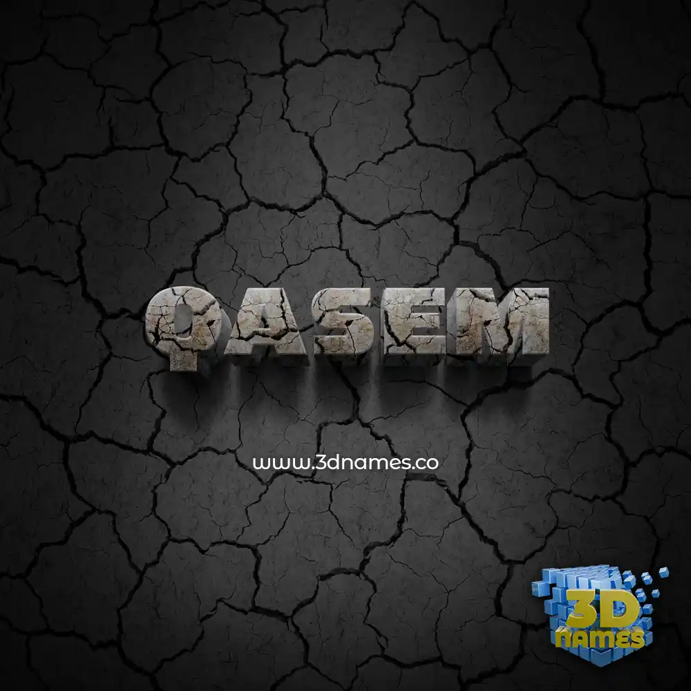 qasem in Cracked Stone style - 3D name wallpaper
