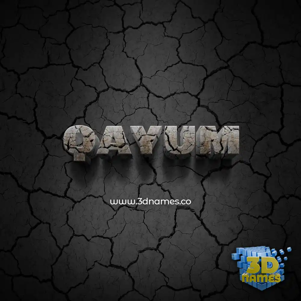qayum in Cracked Stone style - 3D name wallpaper