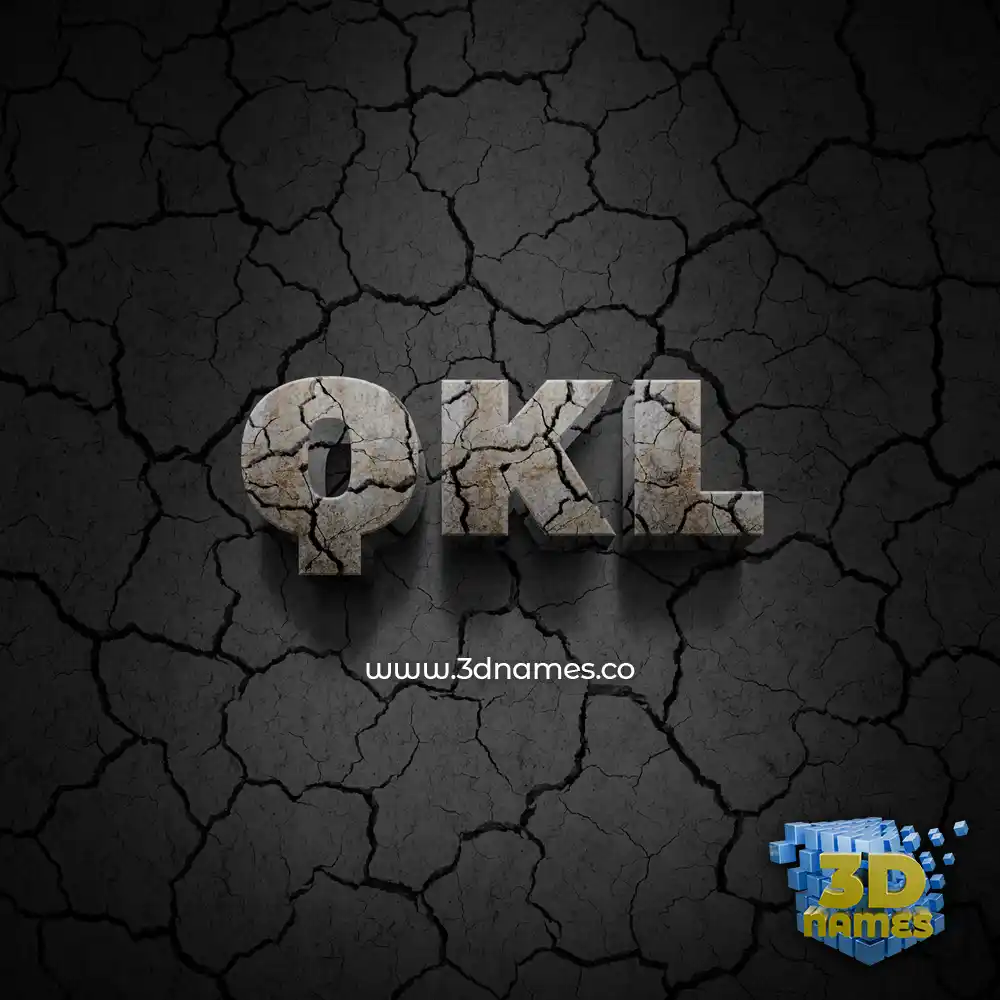 qkl in Cracked Stone style - 3D name wallpaper