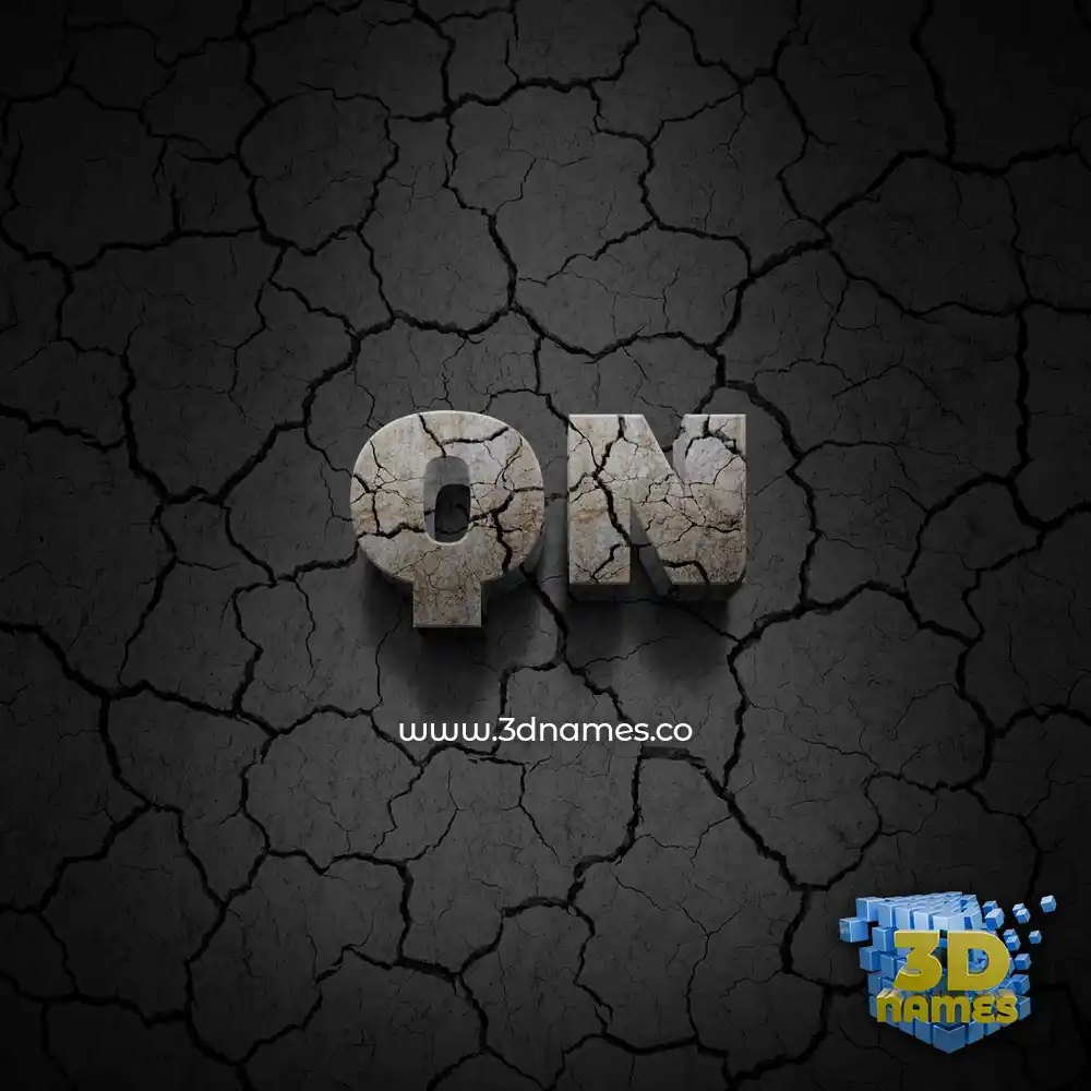 qn in Cracked Stone style - 3D name wallpaper
