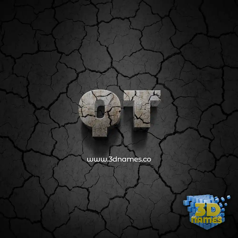 qt in Cracked Stone style - 3D name wallpaper