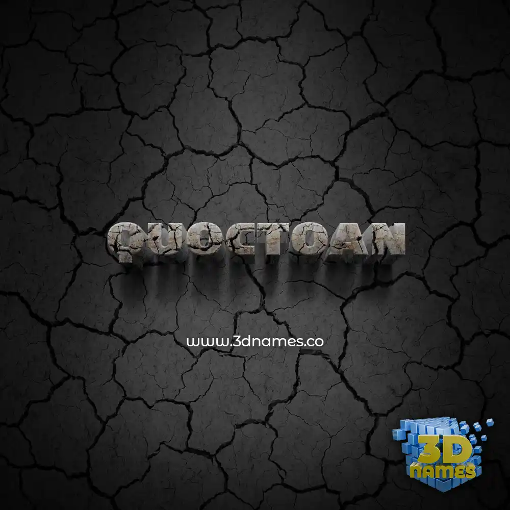 quoctoan in Cracked Stone style - 3D name wallpaper