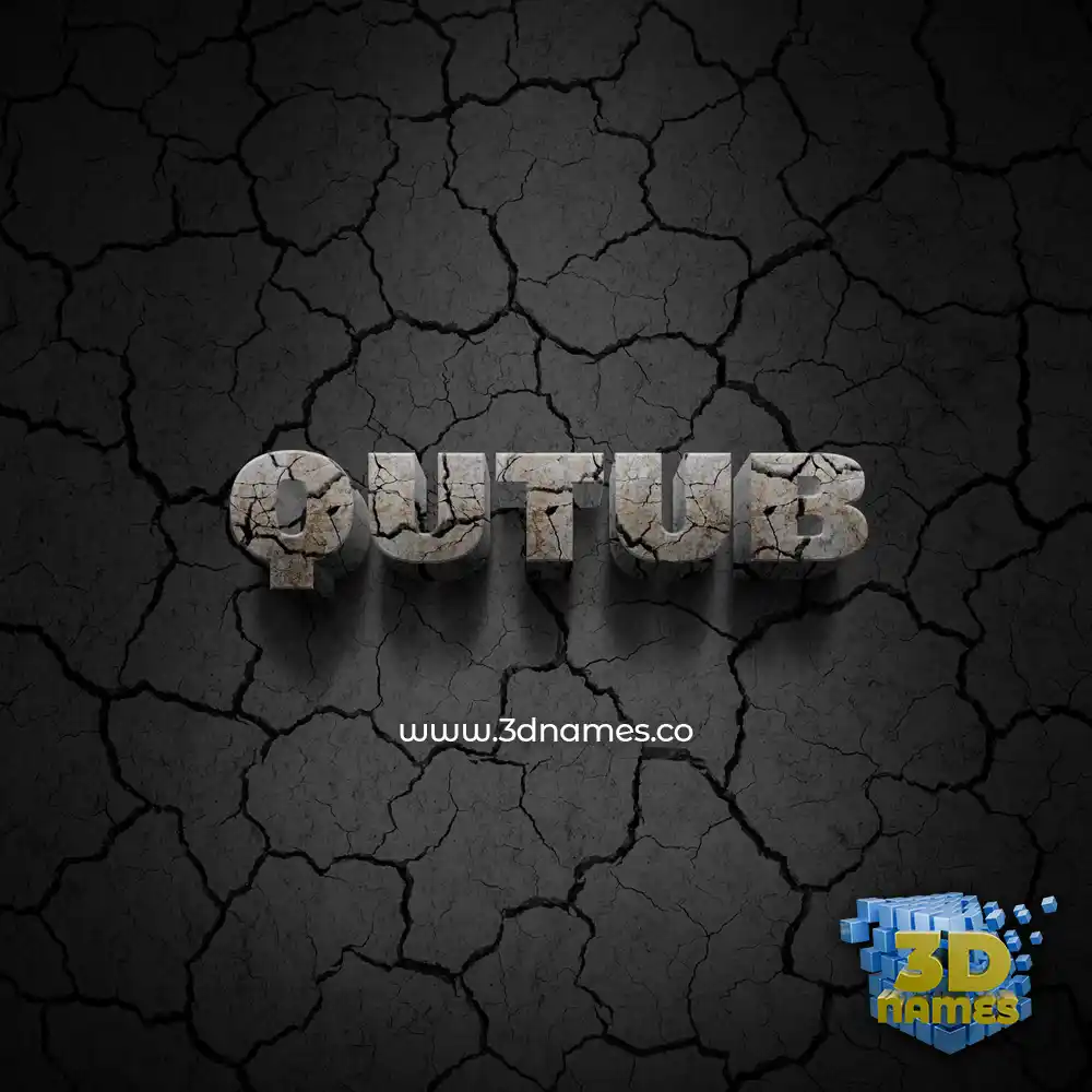 qutub in Cracked Stone style - 3D name wallpaper