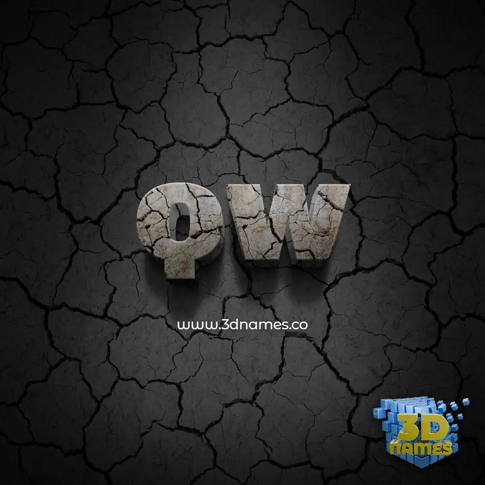 qw in Cracked Stone style - 3D name wallpaper