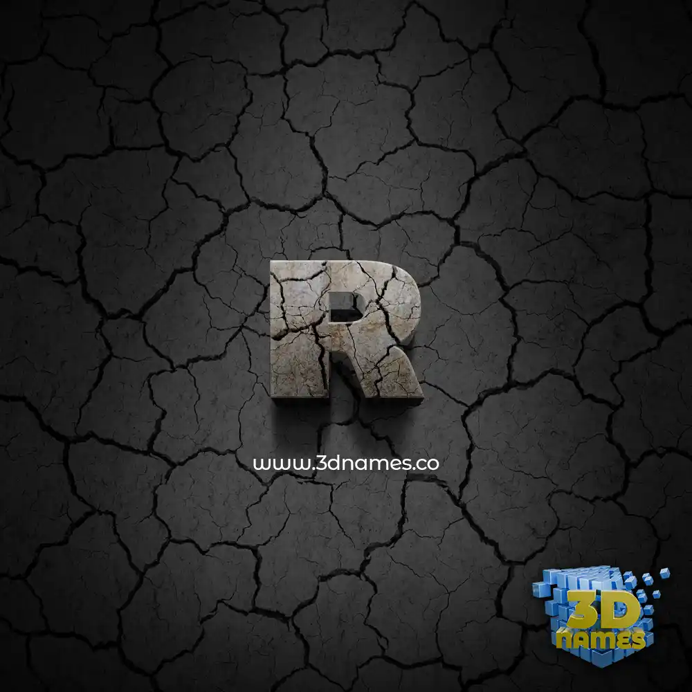r in Cracked Stone style - 3D name wallpaper