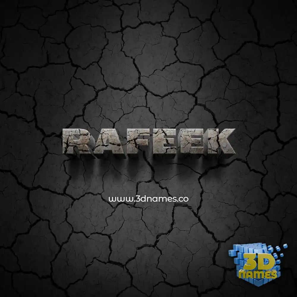 rafeek in Cracked Stone style - 3D name wallpaper