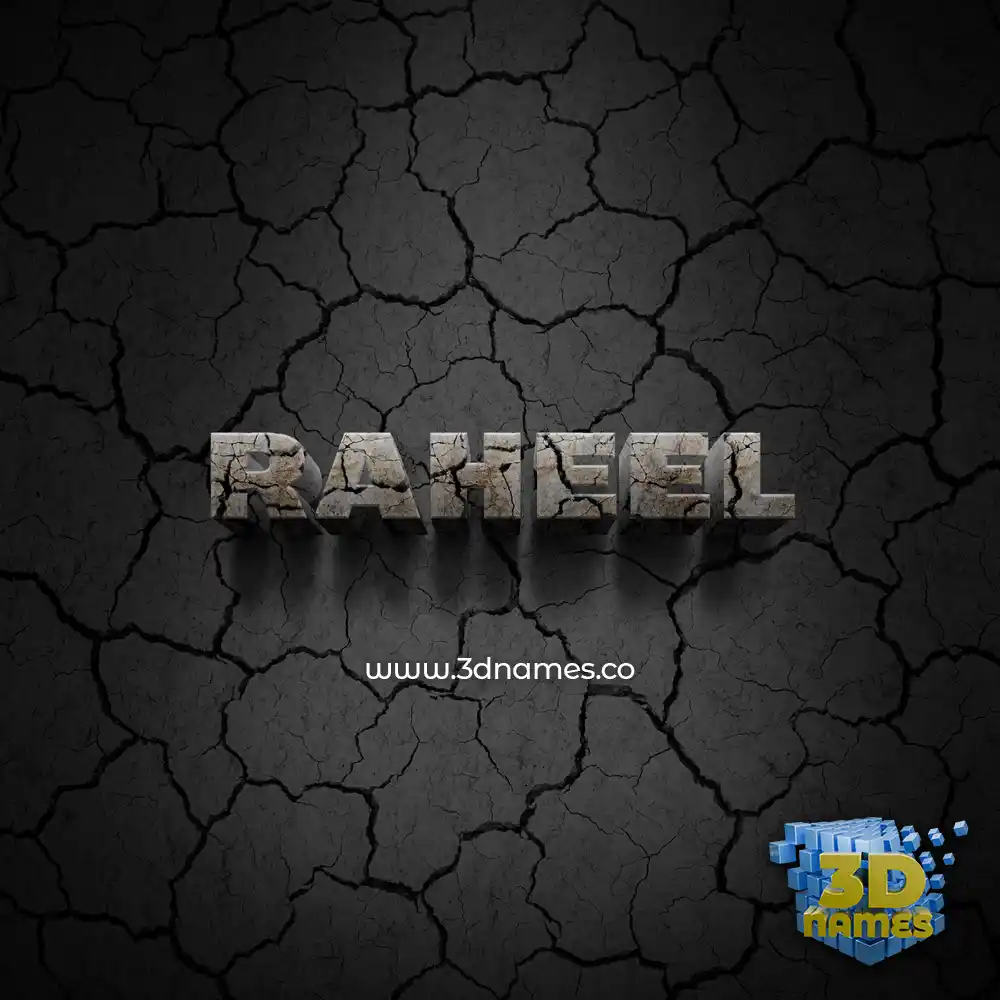 raheel in Cracked Stone style - 3D name wallpaper