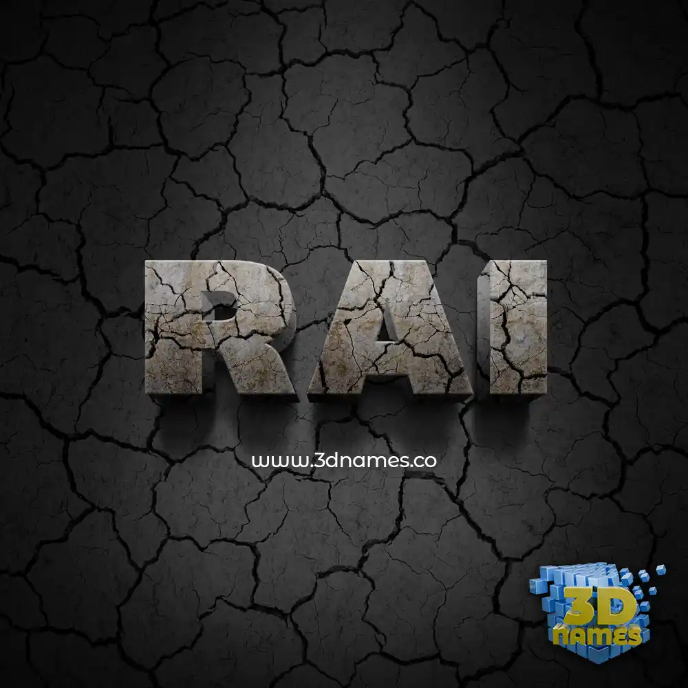 rai in Cracked Stone style - 3D name wallpaper