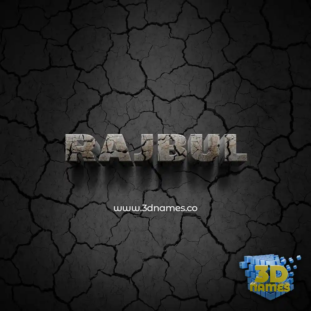 rajbul in Cracked Stone style - 3D name wallpaper