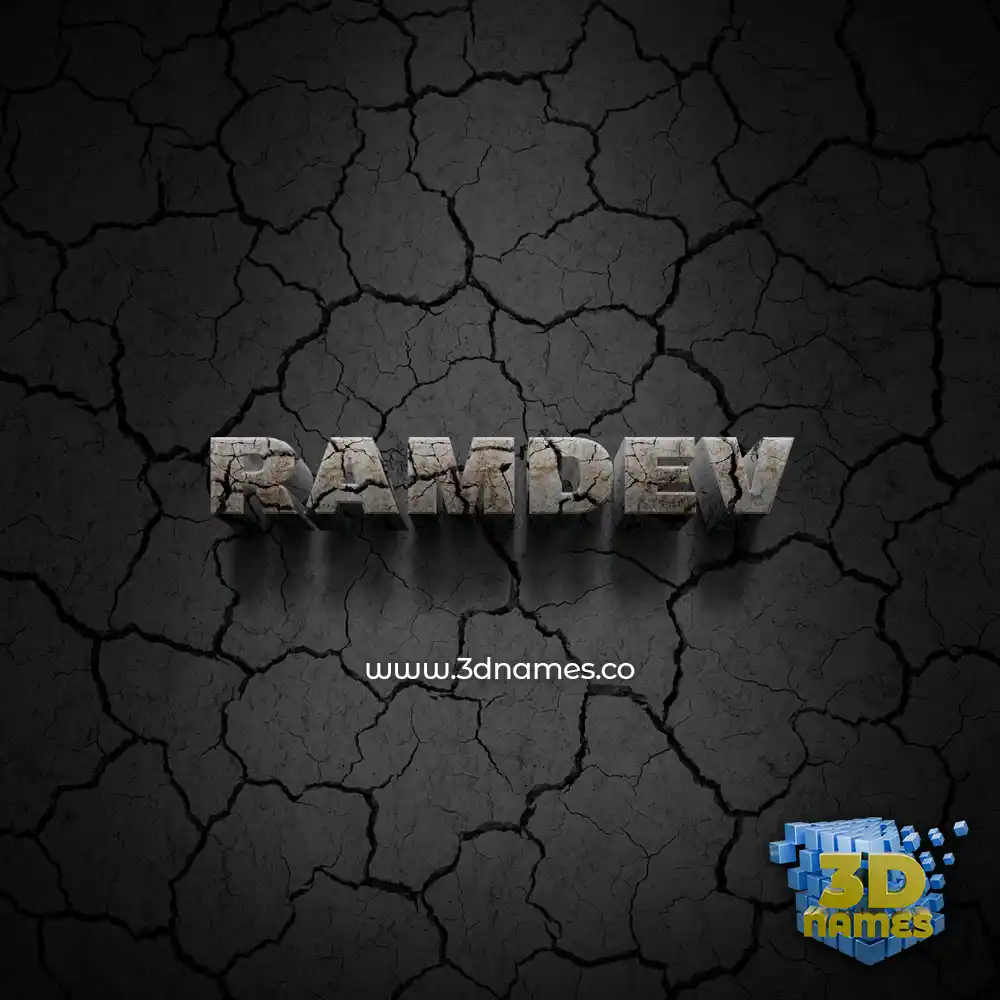 ramdev in Cracked Stone style - 3D name wallpaper