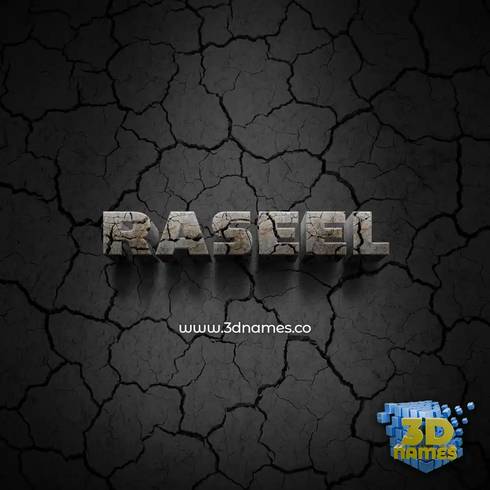 raseel in Cracked Stone style - 3D name wallpaper