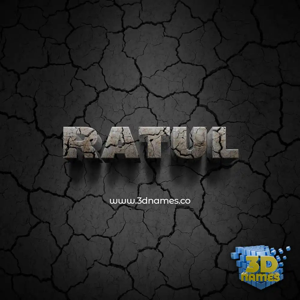 ratul in Cracked Stone style - 3D name wallpaper
