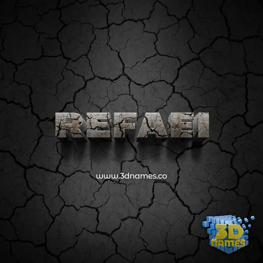 refaei in Cracked Stone style - 3D name wallpaper