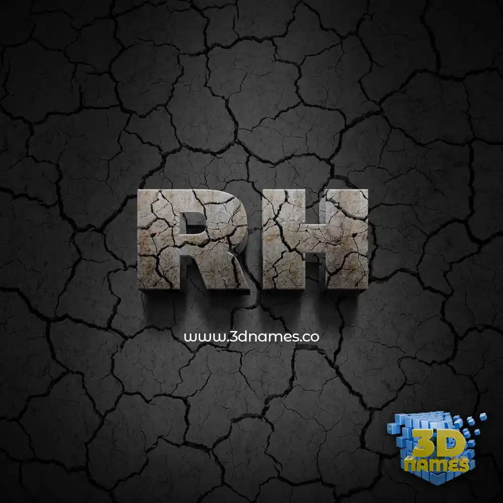 rh in Cracked Stone style - 3D name wallpaper