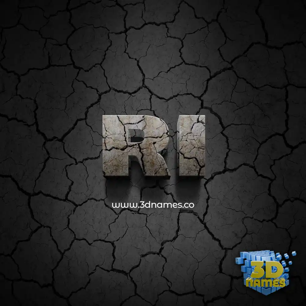 ri in Cracked Stone style - 3D name wallpaper