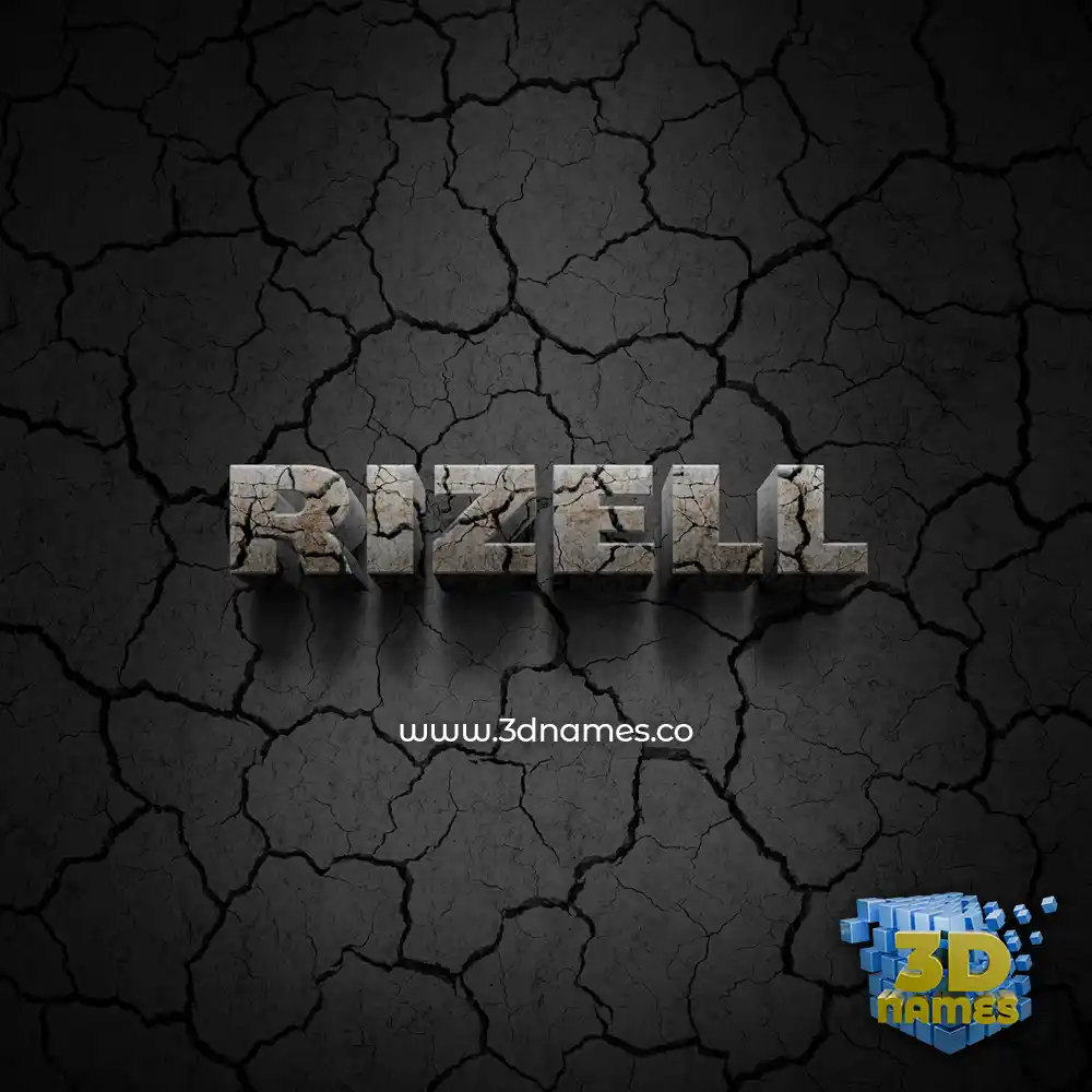 rizell in Cracked Stone style - 3D name wallpaper