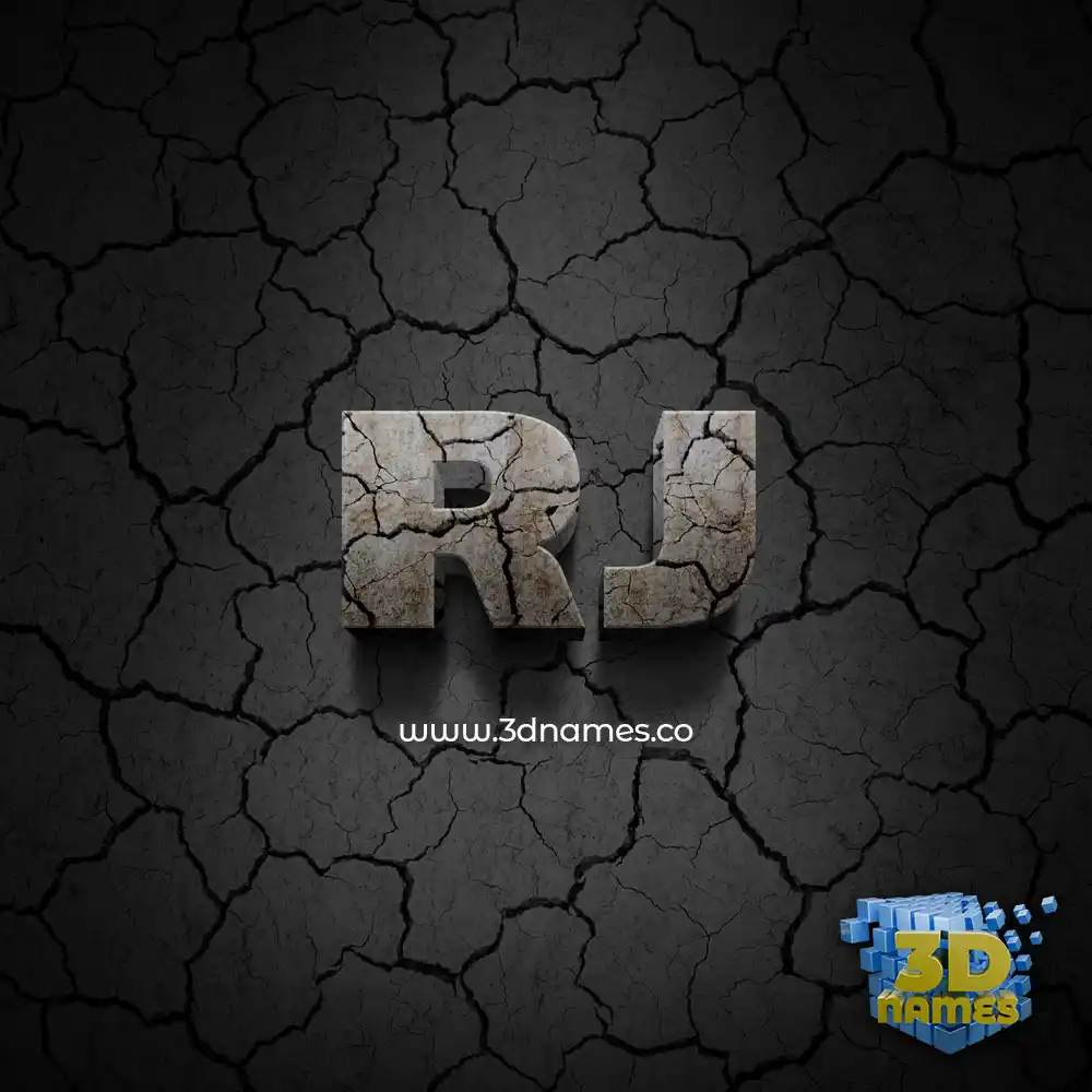 rj in Cracked Stone style - 3D name wallpaper