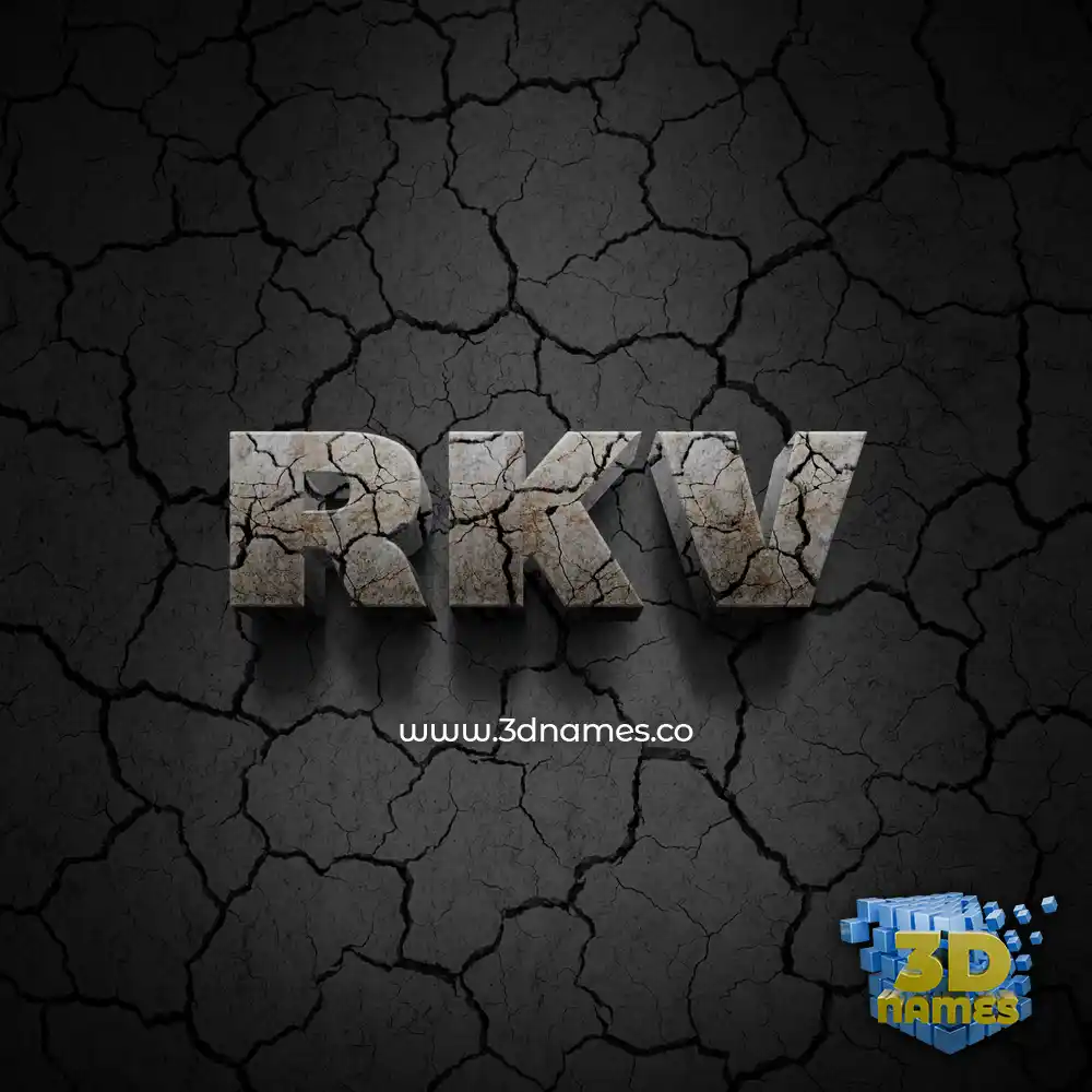 rkv in Cracked Stone style - 3D name wallpaper