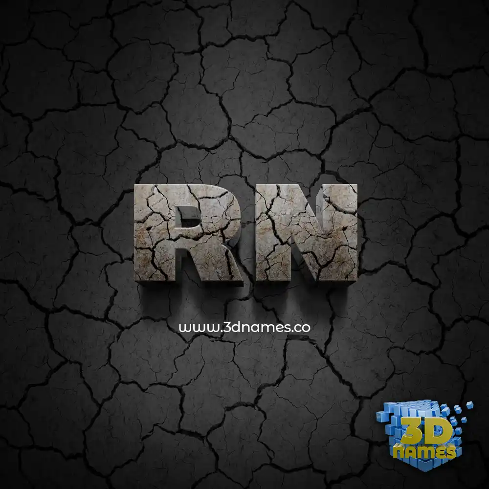 rn in Cracked Stone style - 3D name wallpaper