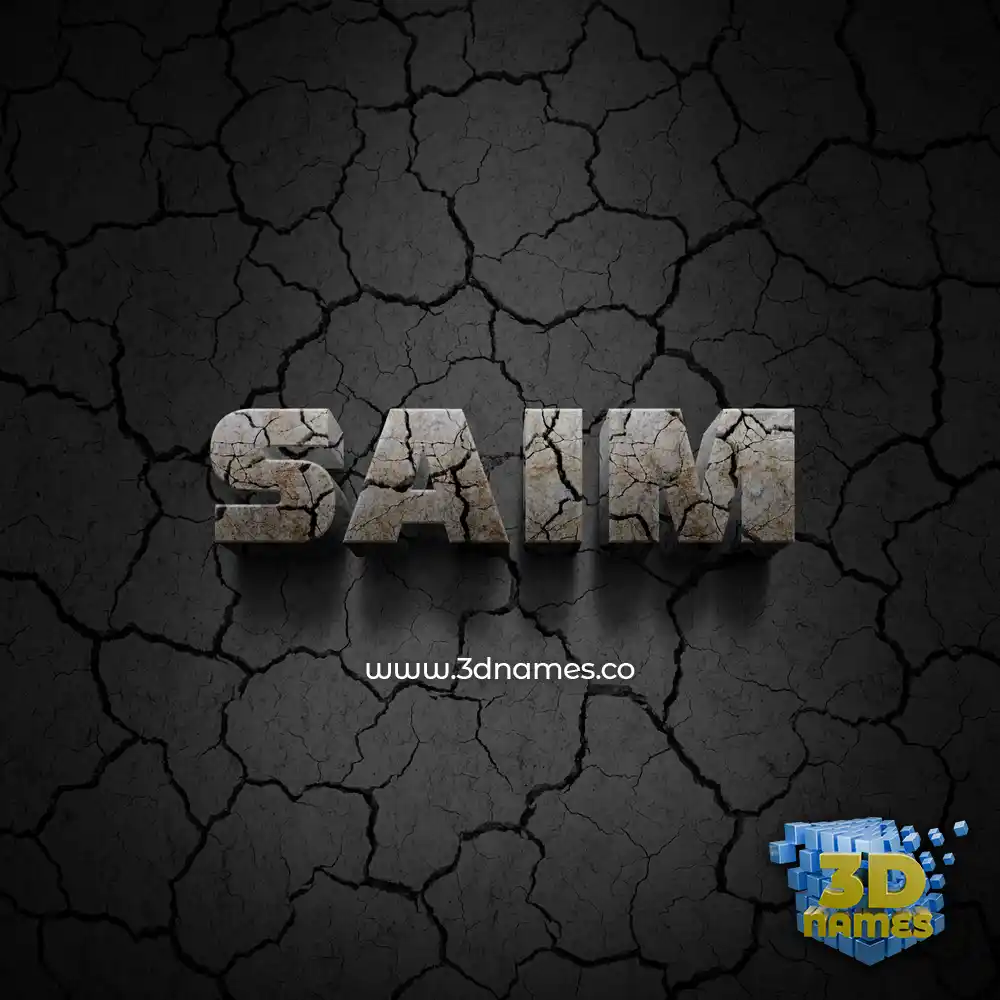 saim in Cracked Stone style - 3D name wallpaper