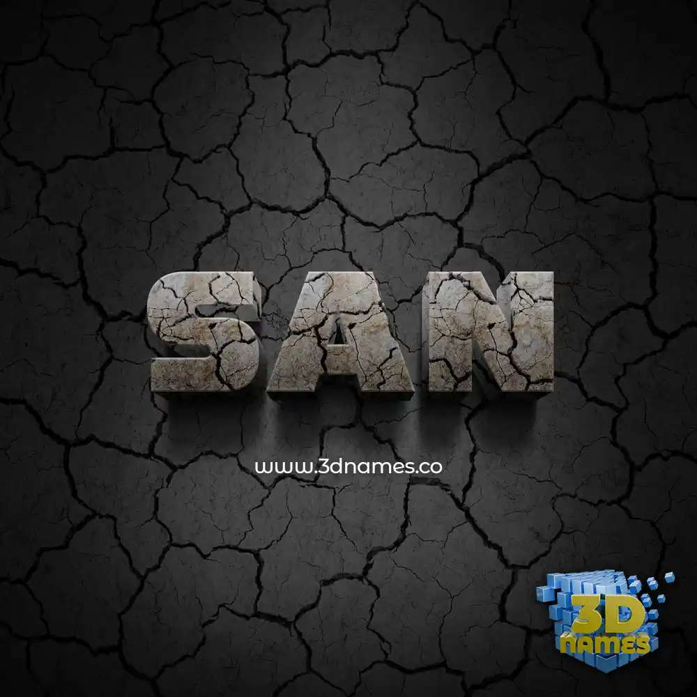 san in Cracked Stone style - 3D name wallpaper