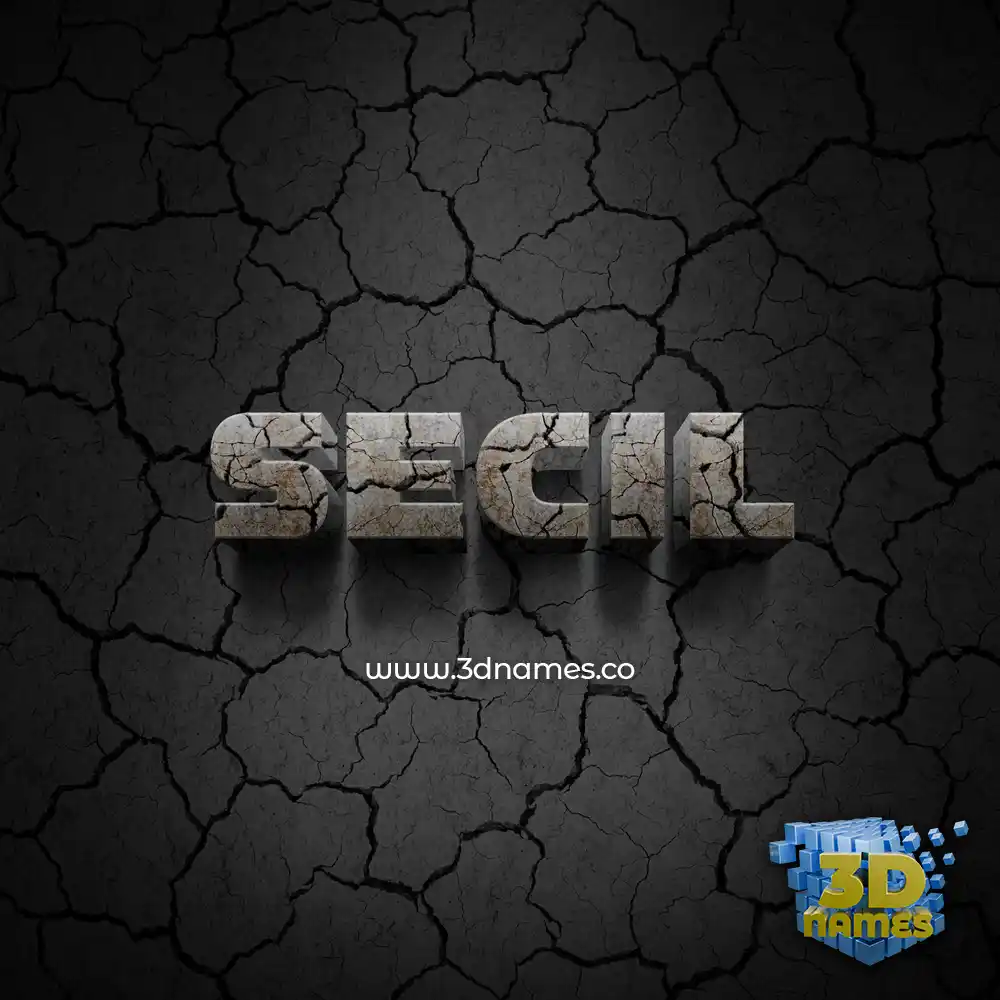 secil in Cracked Stone style - 3D name wallpaper