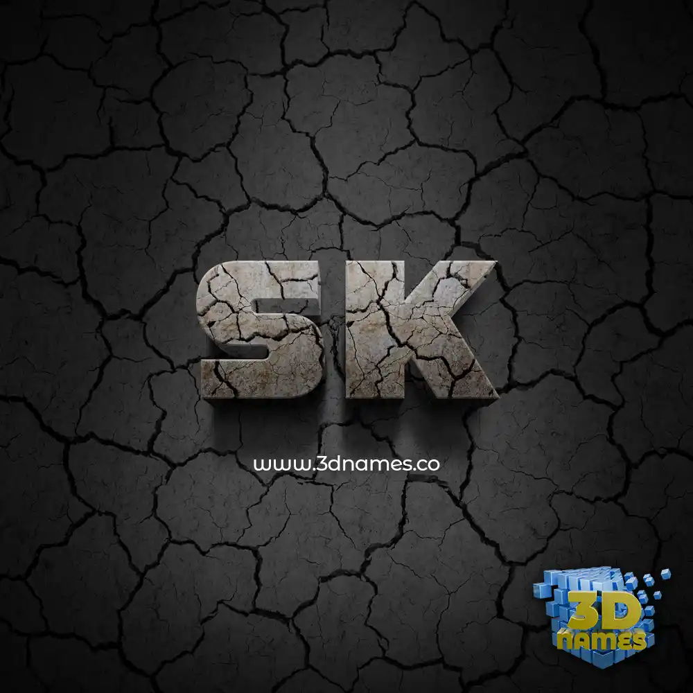 sk in Cracked Stone style - 3D name wallpaper