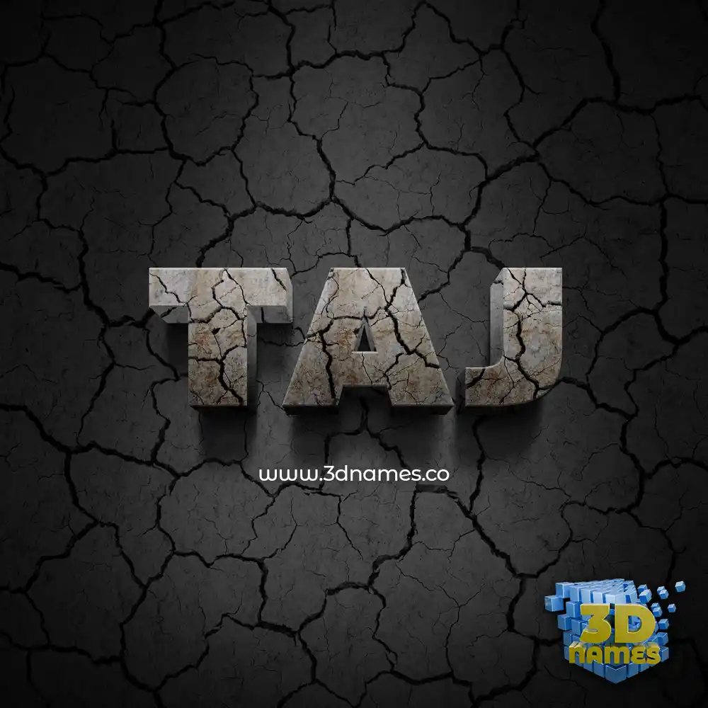taj in Cracked Stone style - 3D name wallpaper