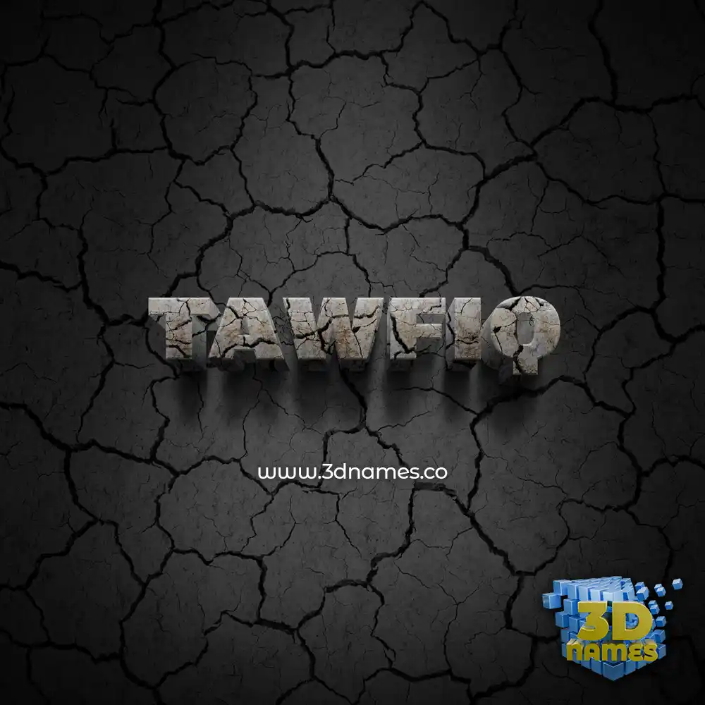 tawfiq in Cracked Stone style - 3D name wallpaper