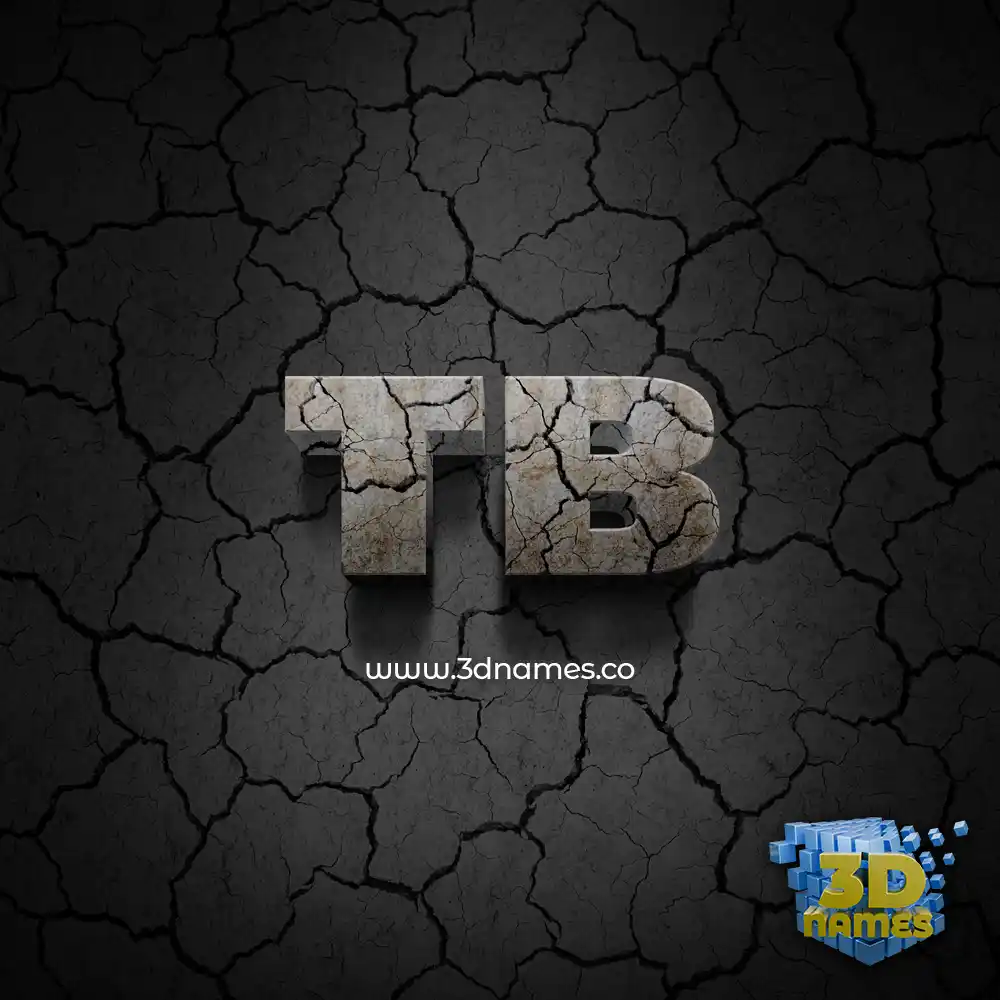 tb in Cracked Stone style - 3D name wallpaper