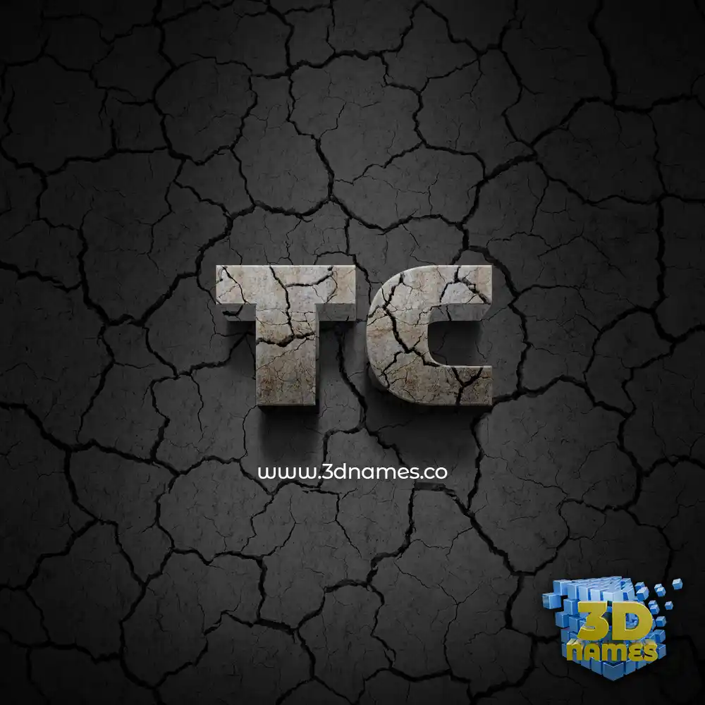 tc in Cracked Stone style - 3D name wallpaper