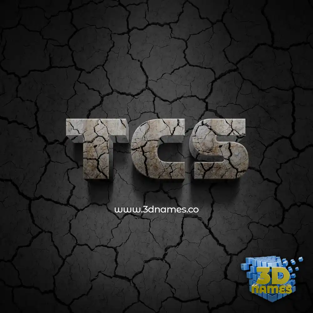 tcs in Cracked Stone style - 3D name wallpaper