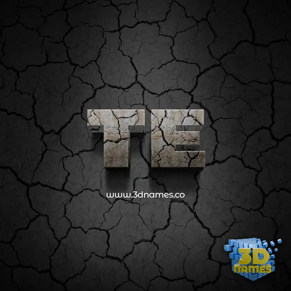 te in Cracked Stone style - 3D name wallpaper