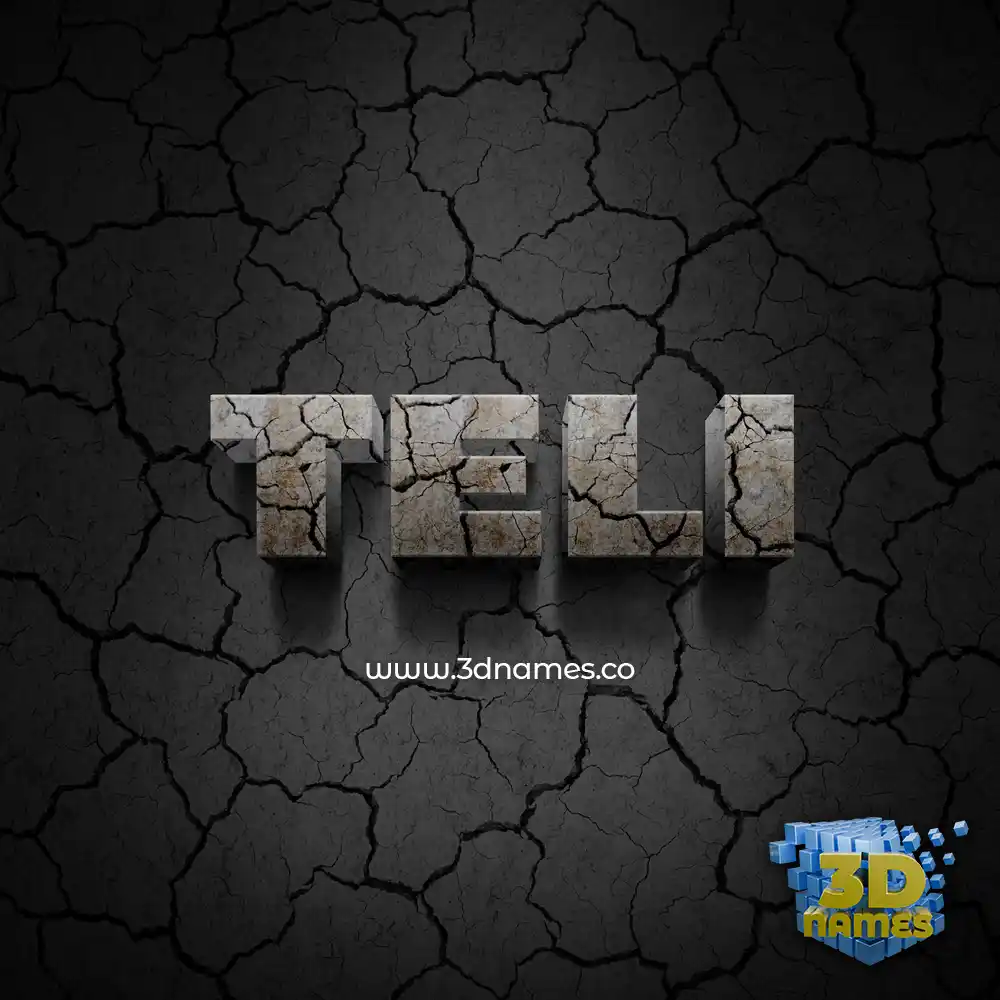 teli in Cracked Stone style - 3D name wallpaper