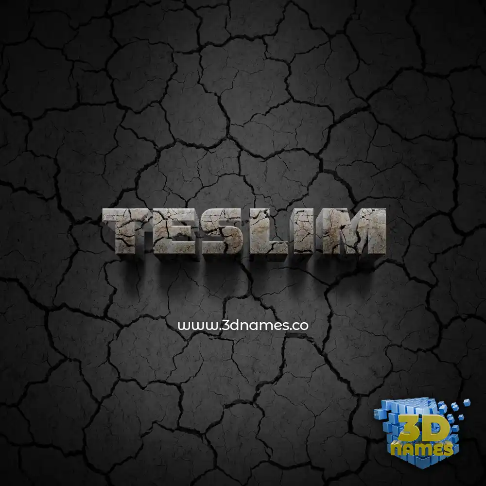teslim in Cracked Stone style - 3D name wallpaper