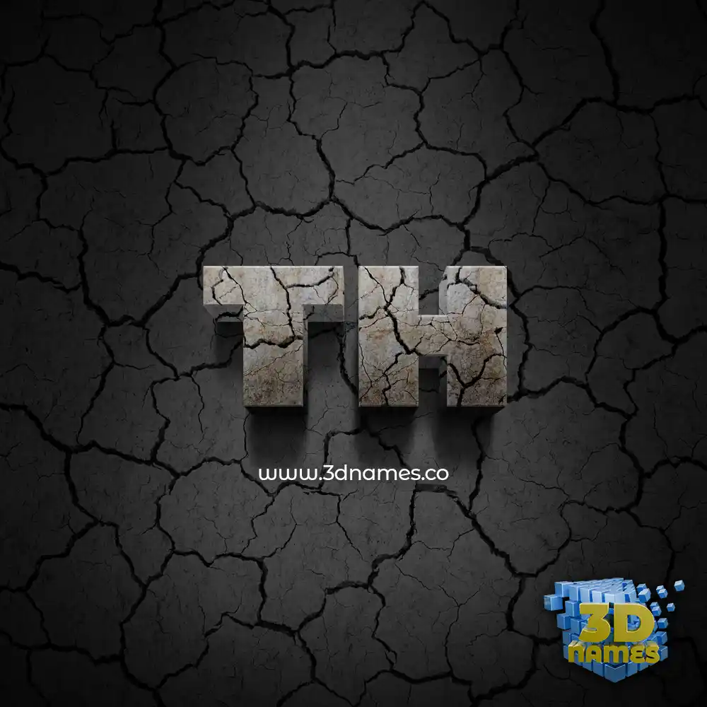 th in Cracked Stone style - 3D name wallpaper