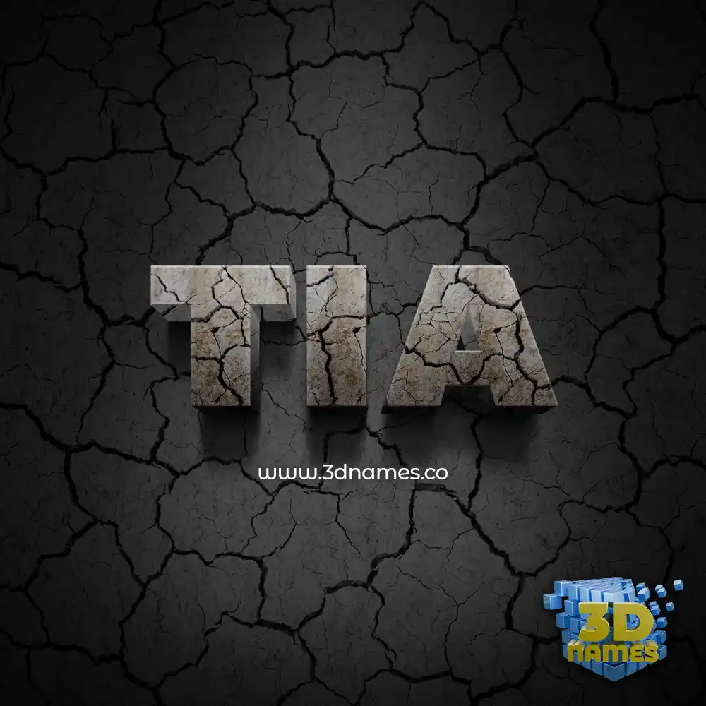 tia in Cracked Stone style - 3D name wallpaper