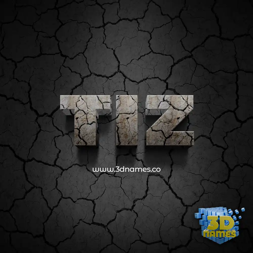 tiz in Cracked Stone style - 3D name wallpaper