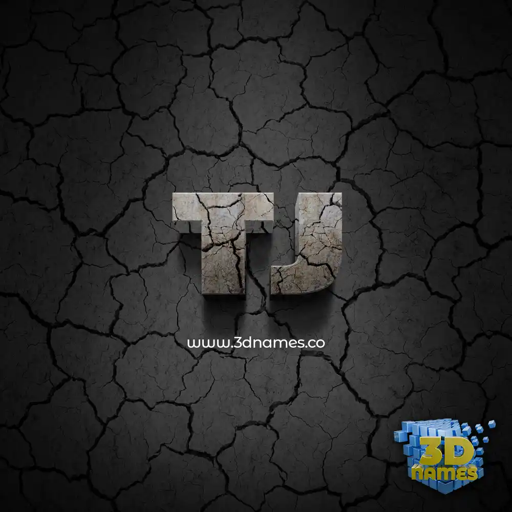 tj in Cracked Stone style - 3D name wallpaper