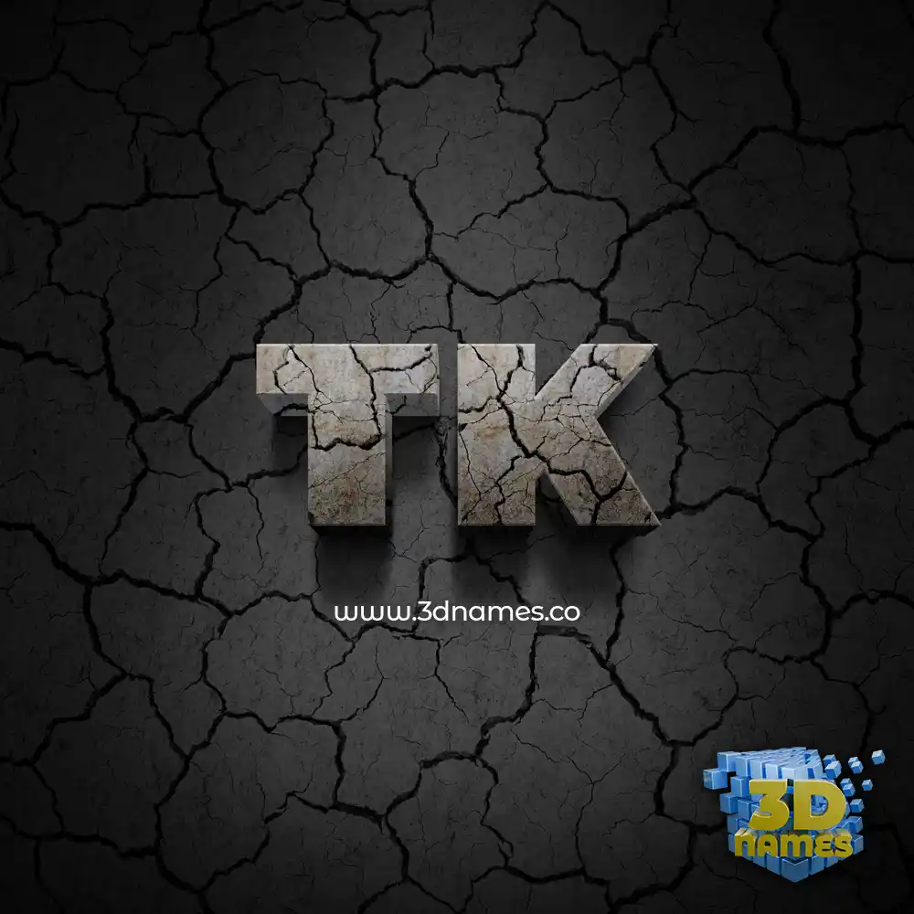 tk in Cracked Stone style - 3D name wallpaper