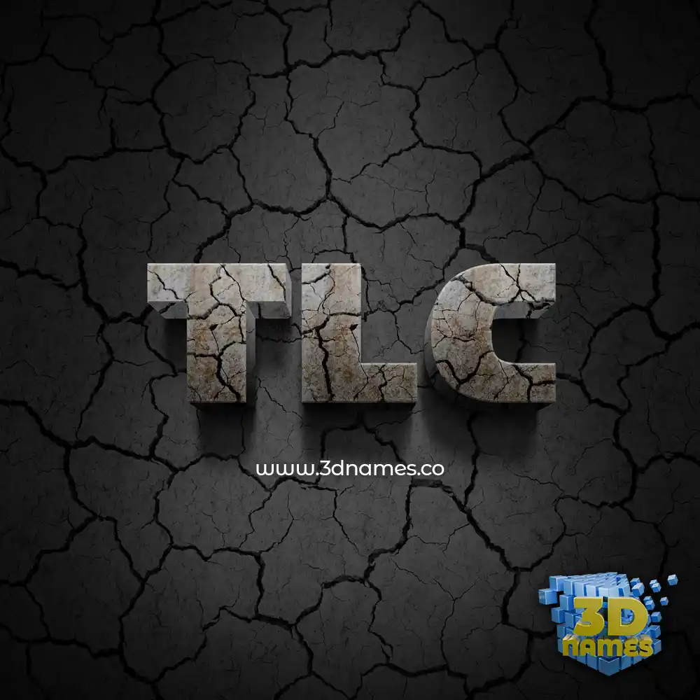 tlc in Cracked Stone style - 3D name wallpaper