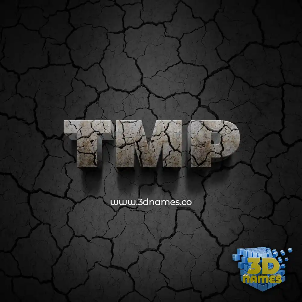 tmp in Cracked Stone style - 3D name wallpaper