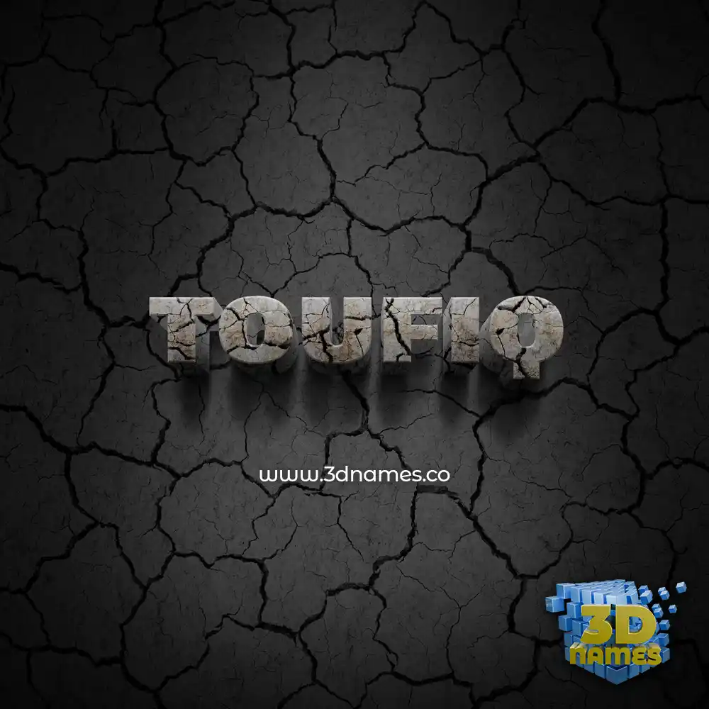toufiq in Cracked Stone style - 3D name wallpaper